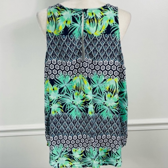 OLD NAVY Navy Blue & Green Tropical Palm Floral Sleeveless Tank Top - XXL - Picture 6 of 7